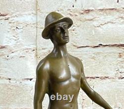 Bronze Sculpture Gay Art Male Chair Statue Signed Figurine Cowboy Model Nr