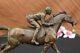 Bronze Sculpture Grand Detail Of A Jockey And Thoroughbred Horse Cast Decor Art