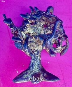 Bronze Sculpture Lost Wax Baobab with Birds African Art Dogon Burkina