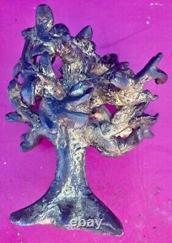 Bronze Sculpture Lost Wax Baobab with Birds African Art Dogon Burkina