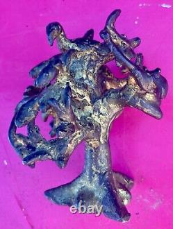 Bronze Sculpture Lost Wax Baobab with Birds African Art Dogon Burkina