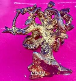 Bronze Sculpture Lost Wax Baobab with Birds African Art Dogon Burkina