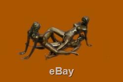 Bronze Sculpture Man & Woman Flesh Erotic Abstract Sexual Naked Figurine