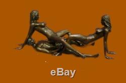 Bronze Sculpture Man & Woman Flesh Erotic Abstract Sexual Naked Figurine