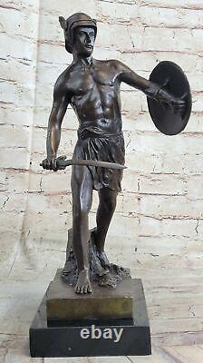 Bronze Sculpture Marble Figurine Roman Warrior Bust Art Nouveau Decor Nr