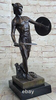 Bronze Sculpture Marble Figurine Roman Warrior Bust Art Nouveau Decor Nr