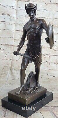 Bronze Sculpture Marble Statue Figurine Roman Warrior Bust Art Nouveau