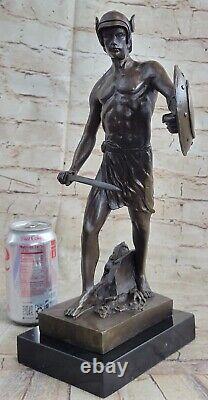 Bronze Sculpture Marble Statue Figurine Roman Warrior Bust Art Nouveau