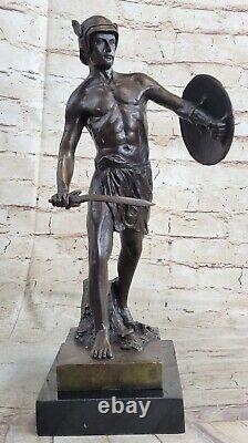 Bronze Sculpture Marble Statue Figurine Roman Warrior Bust Art Nouveau