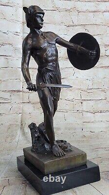 Bronze Sculpture Marble Statue Figurine Roman Warrior Bust Art Nouveau