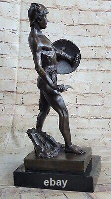 Bronze Sculpture Marble Statue Figurine Roman Warrior Bust Art Nouveau