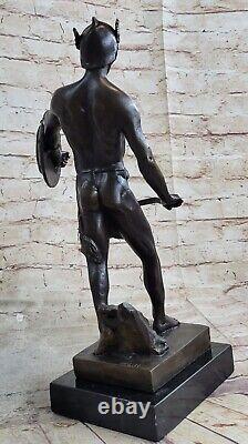 Bronze Sculpture Marble Statue Figurine Roman Warrior Bust Art Nouveau