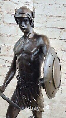 Bronze Sculpture Marble Statue Figurine Roman Warrior Bust Art Nouveau