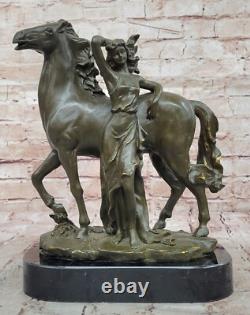 Bronze Sculpture Milo Woman and Horse Art Nouveau Style Signed Artwork