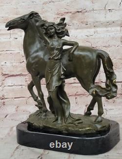 Bronze Sculpture Milo Woman and Horse Art Nouveau Style Signed Artwork