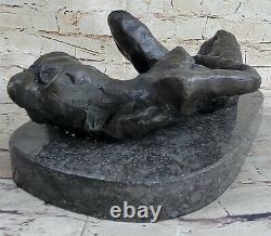 Bronze Sculpture Nude Erotic Female Art Deco'lost' Cire Font Marble Base