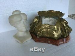 Bronze Sculpture Old Gold And Marble Nineteenth End Time 1900 Art Nouveau