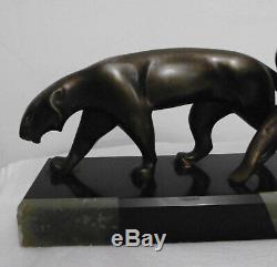 Bronze Sculpture Pantheres Art Deco Signed Michel Decoux