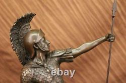 Bronze Sculpture Roman God Warrior Statue Signed Drouot Figure Art Deco