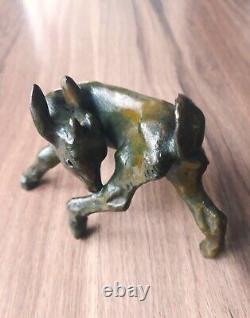 Bronze Sculpture Signed Animal Subject Kid Art Deco