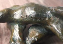 Bronze Sculpture Signed Animal Subject Kid Art Deco