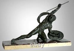 Bronze Sculpture Signed Salvator: Melanie the Gladiator, Art Deco Era