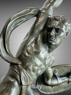 Bronze Sculpture Signed Salvator: Melanie the Gladiator, Art Deco Era