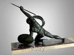 Bronze Sculpture Signed Salvator: Melanie the Gladiator, Art Deco Era