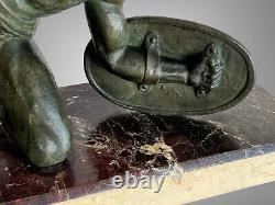 Bronze Sculpture Signed Salvator: Melanie the Gladiator, Art Deco Era