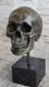 Bronze Sculpture Signed Skull Skeleton Thinker Figurine Art Nr