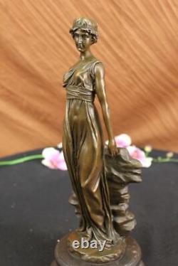 Bronze Sculpture Statue 14 Grand Signée Moreau Romain Maiden Nr Art Gift