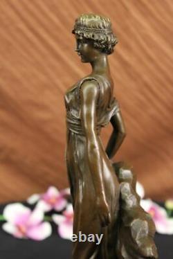 Bronze Sculpture Statue 14 Grand Signée Moreau Romain Maiden Nr Art Gift