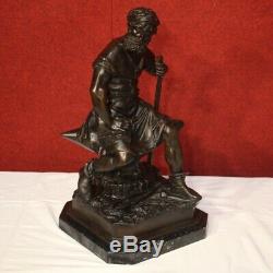 Bronze Sculpture Statue Art Marble Base Signed Old Style 900