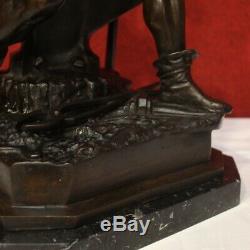 Bronze Sculpture Statue Art Marble Base Signed Old Style 900