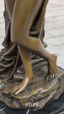 Bronze Sculpture Statue Erotic Art Nymph with Satyr Marble Base