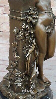 Bronze Sculpture Statue Erotic Art Nymph with Satyr Marble Base