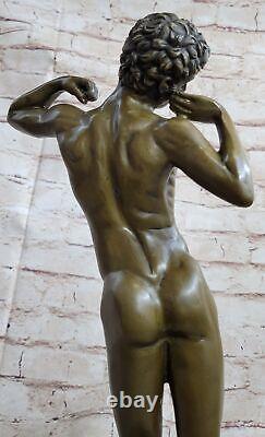 Bronze Sculpture Statue Figurine Art Deco Famous Artist Male Muscle Chair