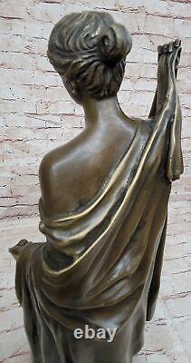 Bronze Sculpture Statue Grand Roman Princess Chair with Art Deco Toga Opening