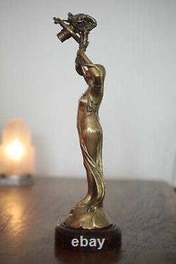 Bronze Sculpture Statue Lamp Art Nouveau Signed H Fugere