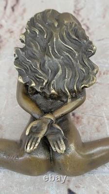 Bronze Sculpture Statue Nude Hotcast Woman Signed Erotic Art Deco New