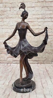 Bronze Sculpture Statue Rare Large Flamenco Dancer Art Nouveau Marble Figurine