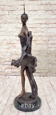 Bronze Sculpture Statue Rare Large Flamenco Dancer Art Nouveau Marble Figurine