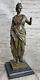 Bronze Sculpture Statue Signed Dalou, Superb Roman Maiden Art Deco Figurine.