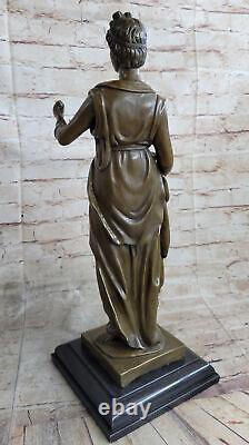 Bronze Sculpture Statue Signed Dalou, Superb Roman Maiden Art Deco Figurine.