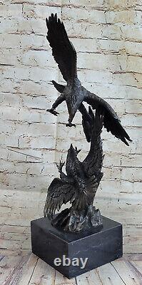 Bronze Sculpture Statue Very Large Original Two Flying Eagle Marble Art