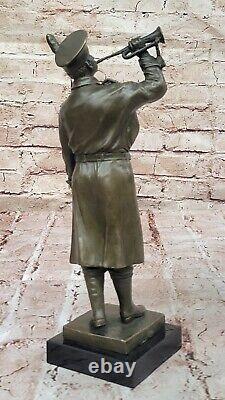 Bronze Sculpture Statue of Warrior Soldier Military Hero Art Deco in Marble