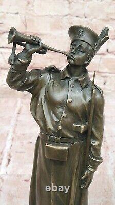 Bronze Sculpture Statue of Warrior Soldier Military Hero Art Deco in Marble