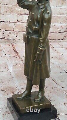 Bronze Sculpture Statue of Warrior Soldier Military Hero Art Deco in Marble