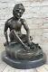 Bronze Sculpture Statue Of A Young Naked Man Art Deco/new Art