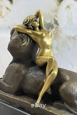 Bronze Sculpture Style Art Nouveau Collector Semi Chair Figurine Statue